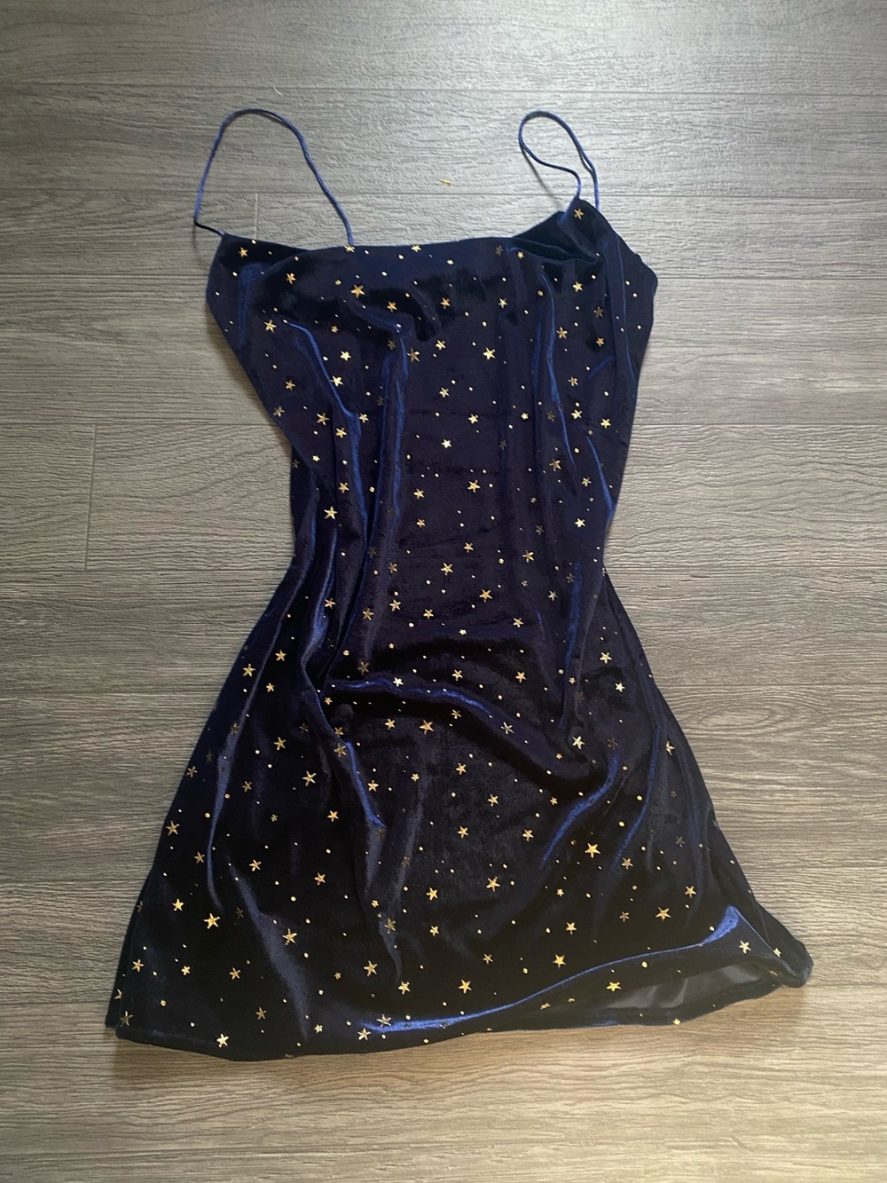 Zaful Navy Velvet Star Slip Dress